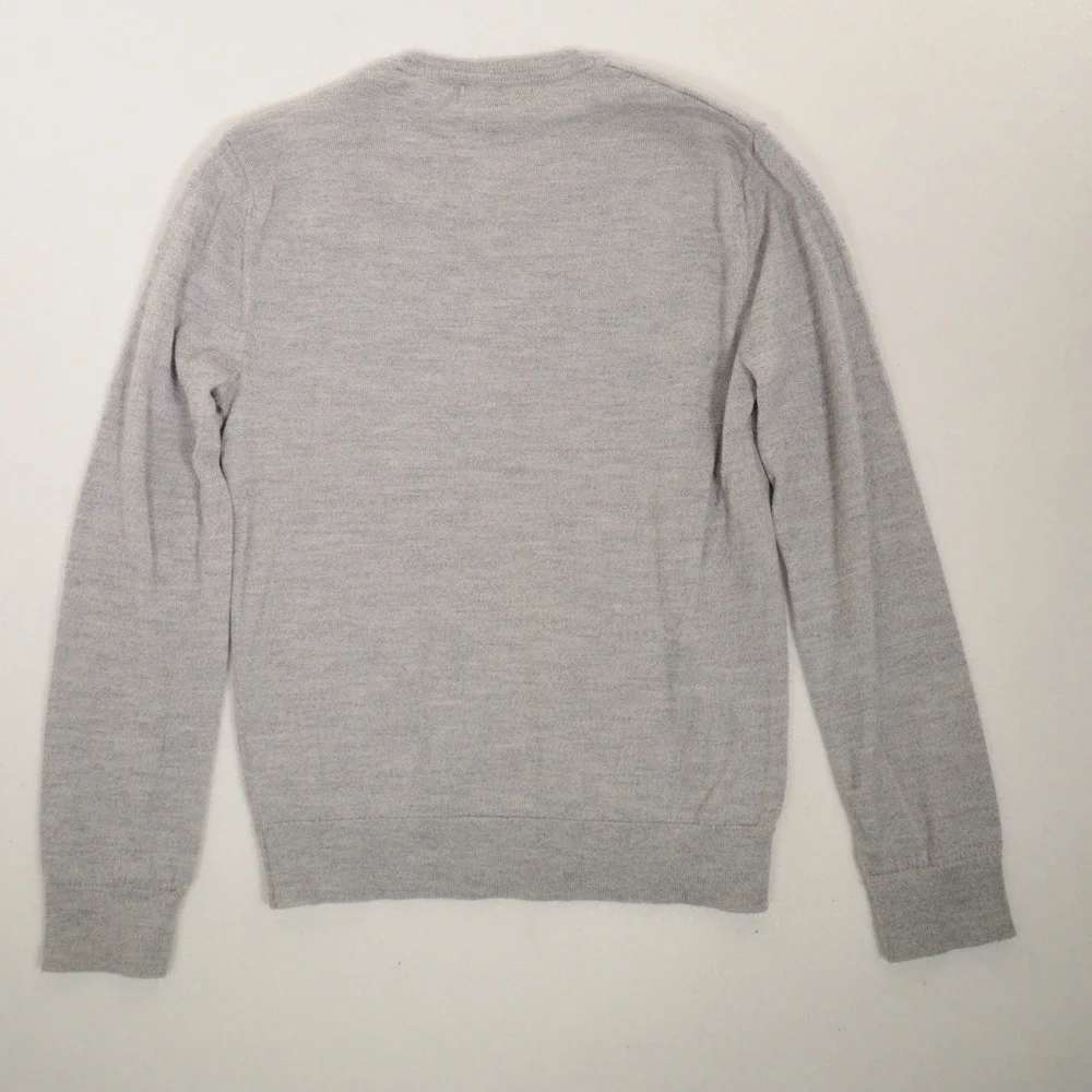 Banana Republic V-Neck Merino Wool Sweater Pullover Gray Preppy Men S EUC